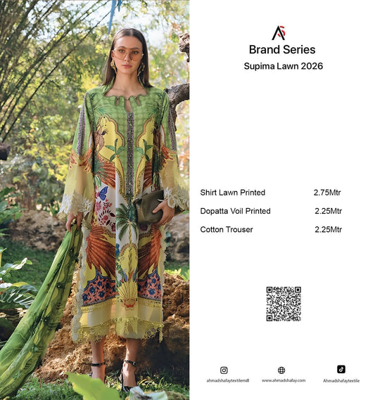 Supima Lawn 3Pc Unstitched Suit Vol-02