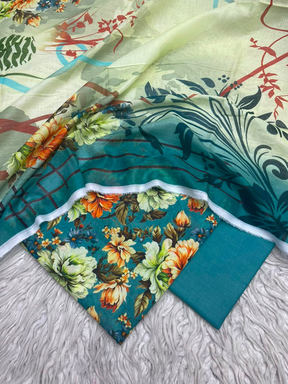 3Pc Lawn Digital Printed Unstitched Suit 15
