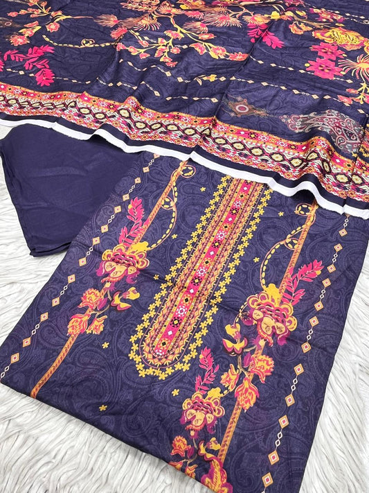 3Pc Supima Lawn Suit Vol-0011