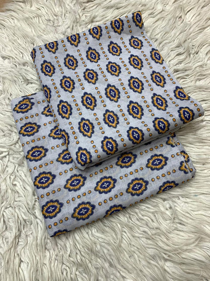 2Pc Supima Cross Slub Lawn Unstitched Suit  Vol-973