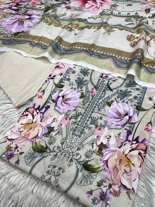 3Pc Supima Lawn Suit Vol-0011