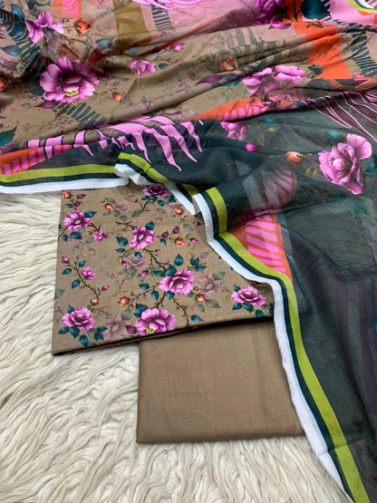 3Pc Lawn Digital Printed Unstitched Suit 15