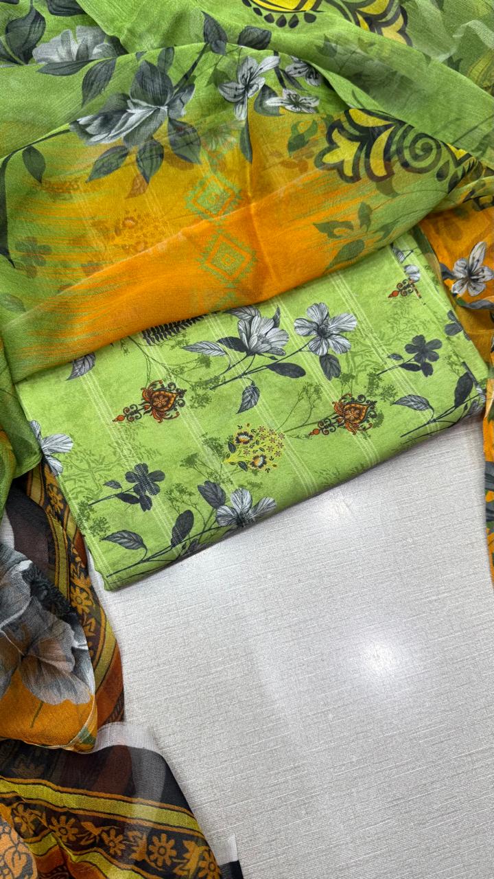 3Pc Luxury Nino Lawn with Chiffon Dupatta Vol-306