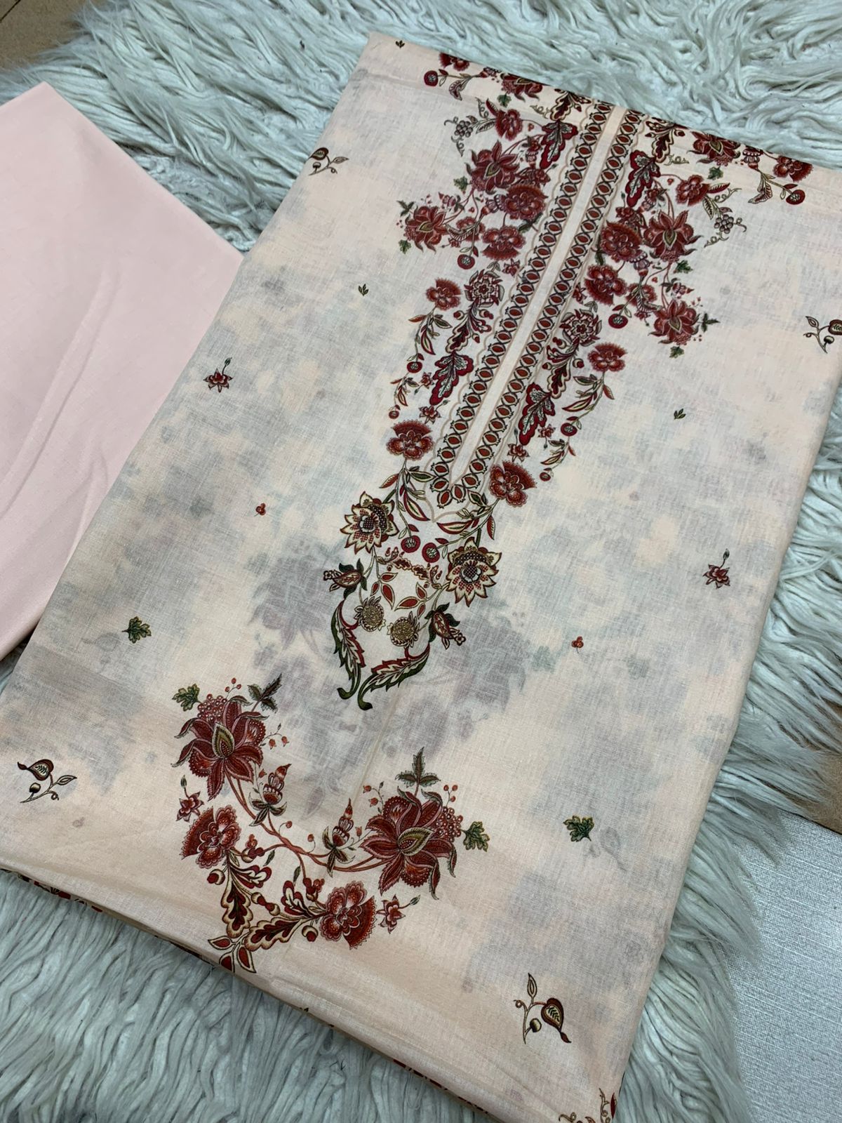 2Pc Sapphire Lawn Shirt & Dyed Trouser Unstitched Suit Vol-0202
