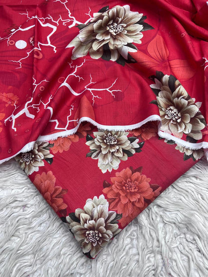 3Pc Slub Khaddar Unstitched Suit Vol-458