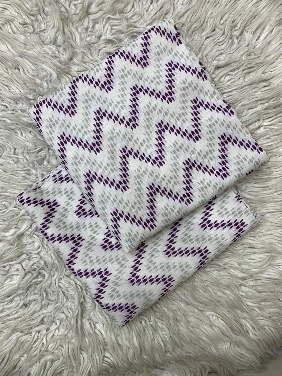 2Pc Supima Cross Slub Lawn Unstitched Suit  Vol-973