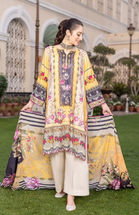 Noura - Printed - Lawn - 3pc - D110