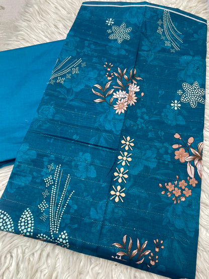 2Pc Printed Silvery Lawn Unstitched Suit 0180