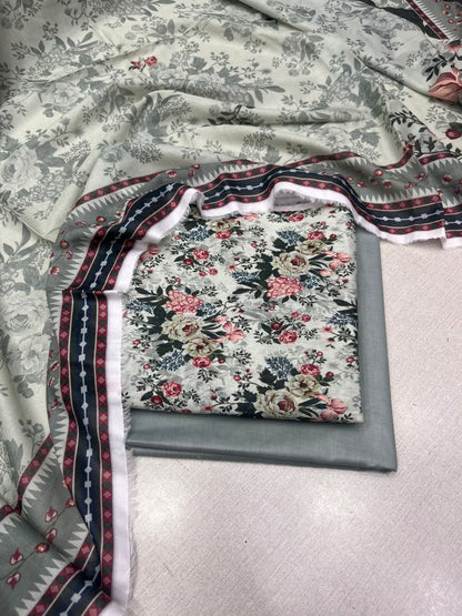 3Pc Lawn Digital Printed Unstitched Suit 0226