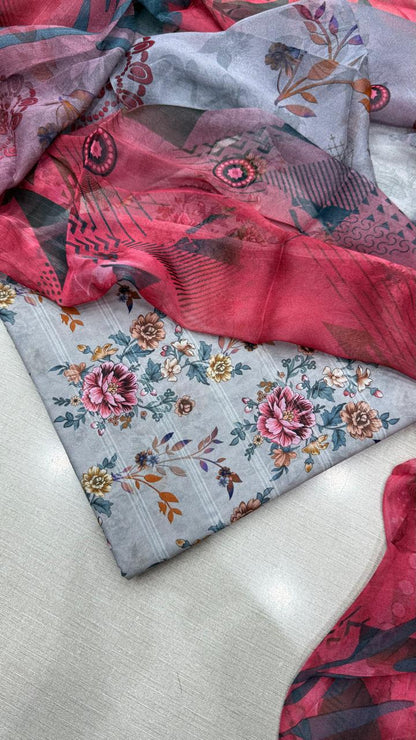 3Pc Luxury Nino Lawn with Chiffon Dupatta - Vol-306