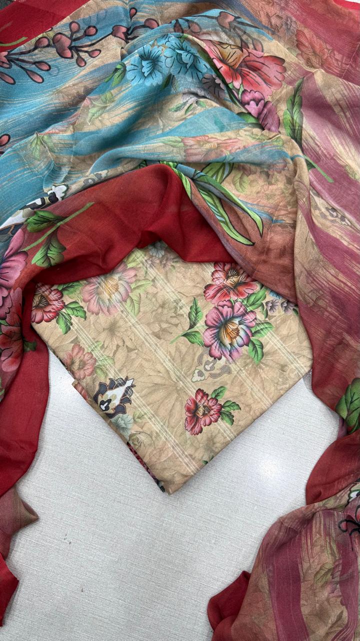 3Pc Luxury Nino Lawn with Chiffon Dupatta  Vol-306