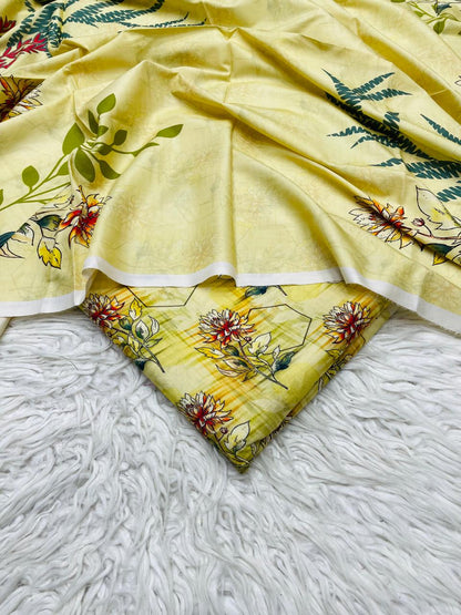 3Pc Linen Allover Unstitched Suit - 0099