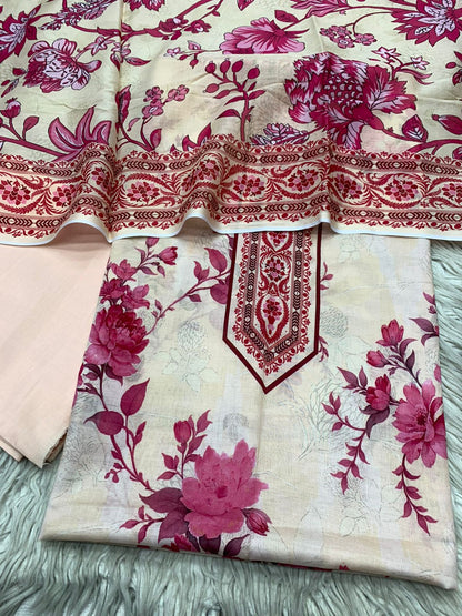 2Pc Lawn Kameez & Trouser Unstitched Suit 0202