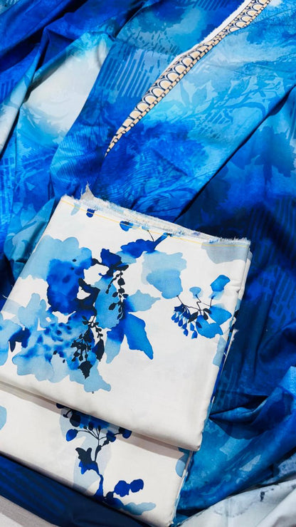 3 PC Linen Unstitched Suit D-32208