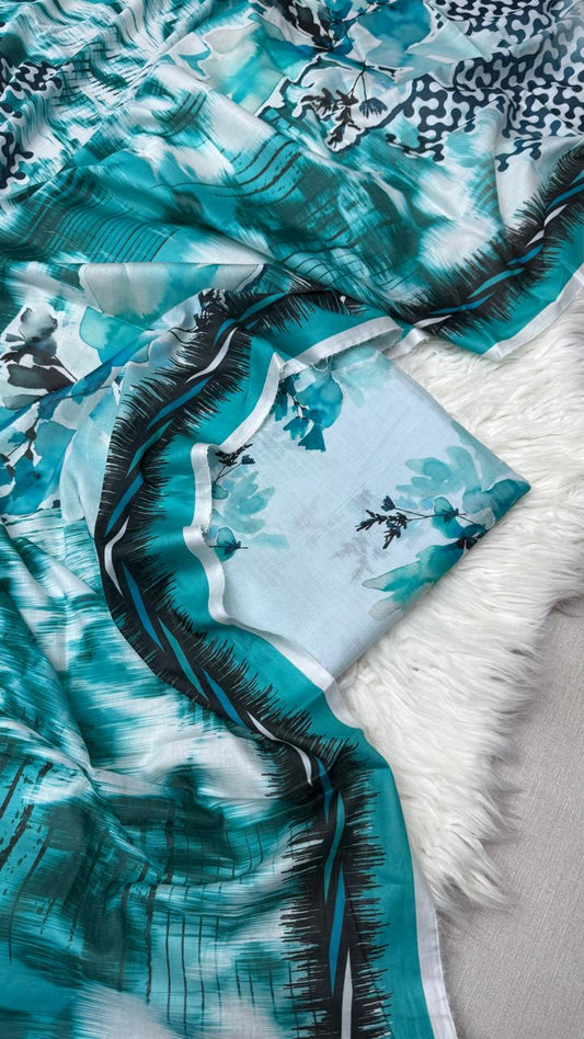 3Pc Lawn Bana Dora Unstitched Suit #39913