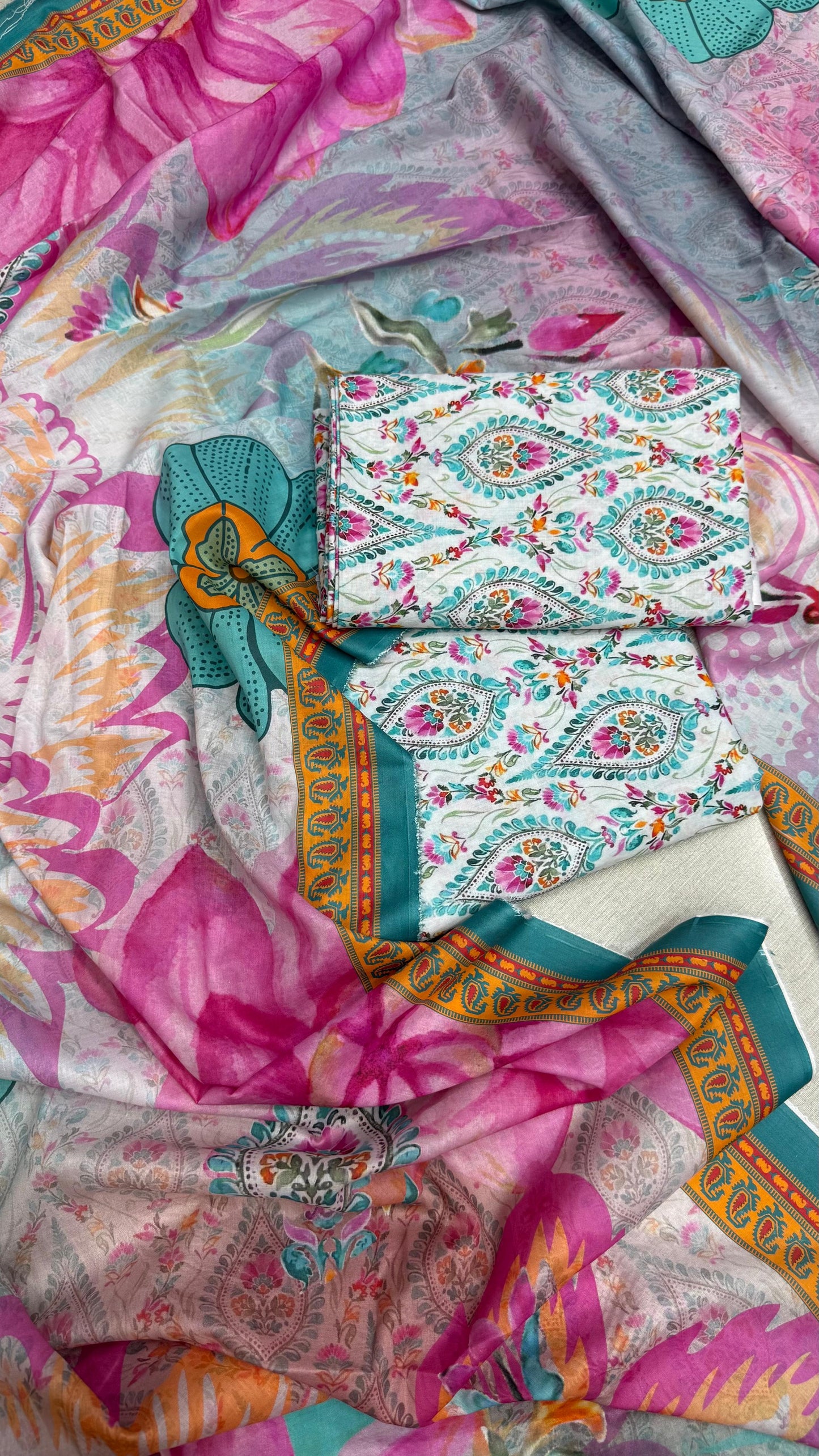 3Pc Supima Lawn Unstitched Suit 1432