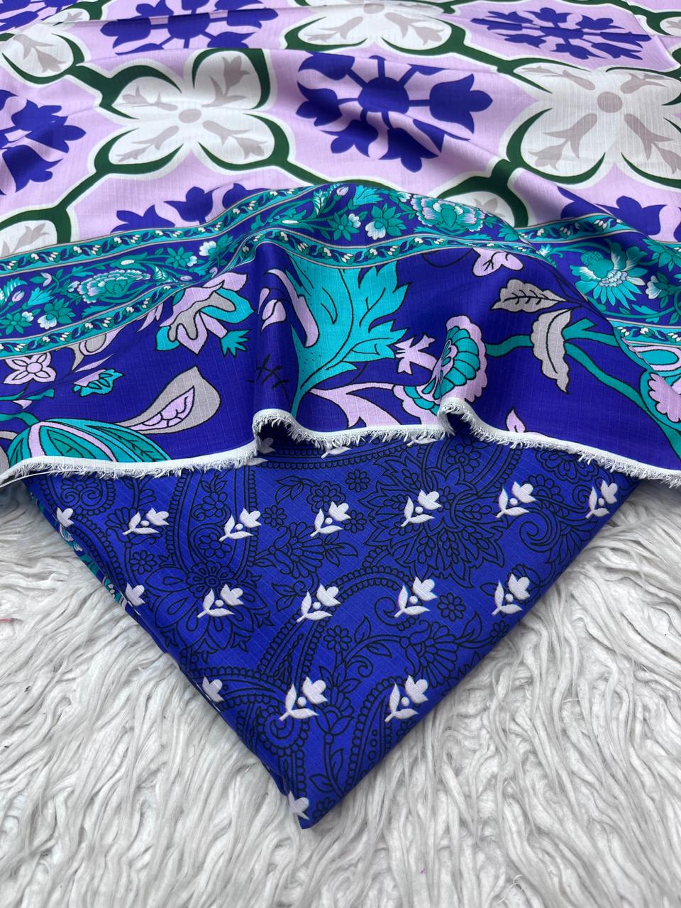 3Pc Bana Dora Linen Allover Suit Vol-3180