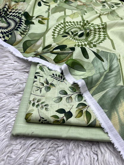 3Pc Slub Khaddar Unstitched Suit Vol-0137