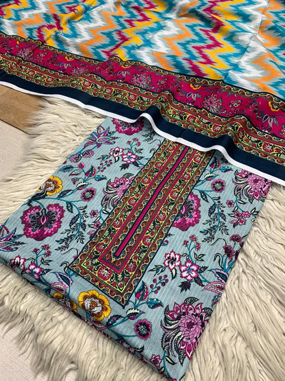 2Pc Bin Saeed Lawn Tana  Dora Kameez & Dupatta Printed Suit  Vol-3223