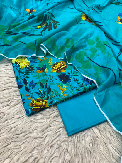 3Pc Lawn Digital Printed Unstitched Suit 15