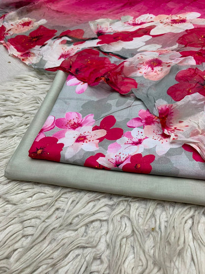 90x88 3Pc Premium Lawn Suit Vol-0020