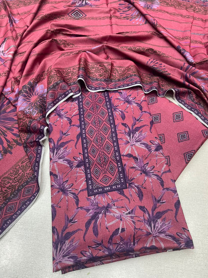 3Pc Sapphire Dhanak Unstitched Suit 0157