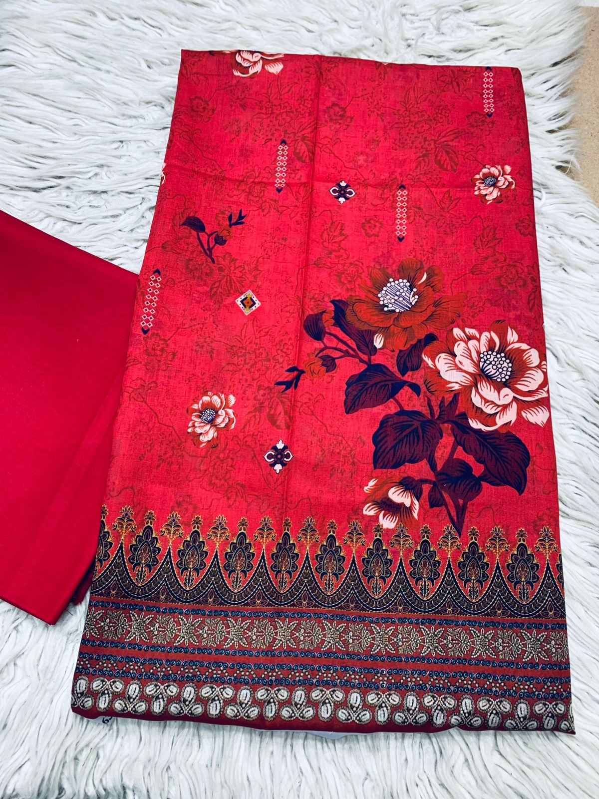 2Pc Sapphire Lawn Shirt & Dyed Trouser Unstitched Suit Vol-0201
