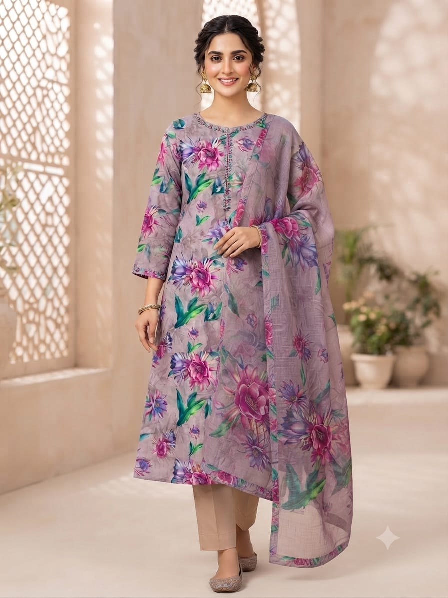 90x88 3Pc Premium Lawn Suit 0020