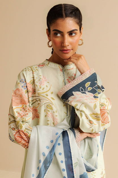 2Pc Lawn Kameez & Dupatta Unstitched Suit 39865