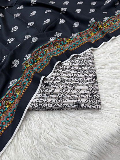 3Pc Slub Khaddar Allover Suit - 0083