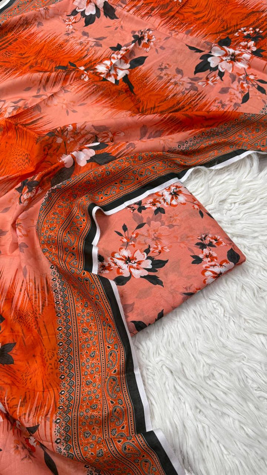 3Pc Lawn Unstitched Suit - #42097