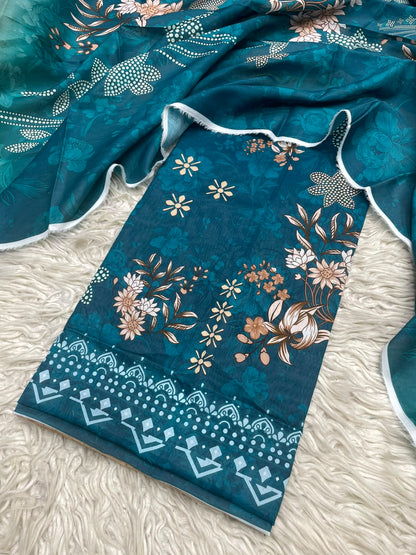 2Pc Printed Lawn Kameez & Dupatta 525