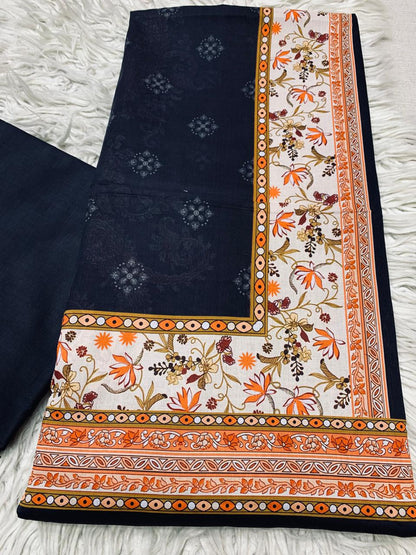 2Pc Printed Lawn Unstitched Suit 1028