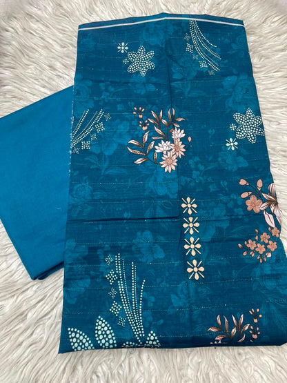 2Pc Printed Silvery Lawn Unstitched Suit 0180