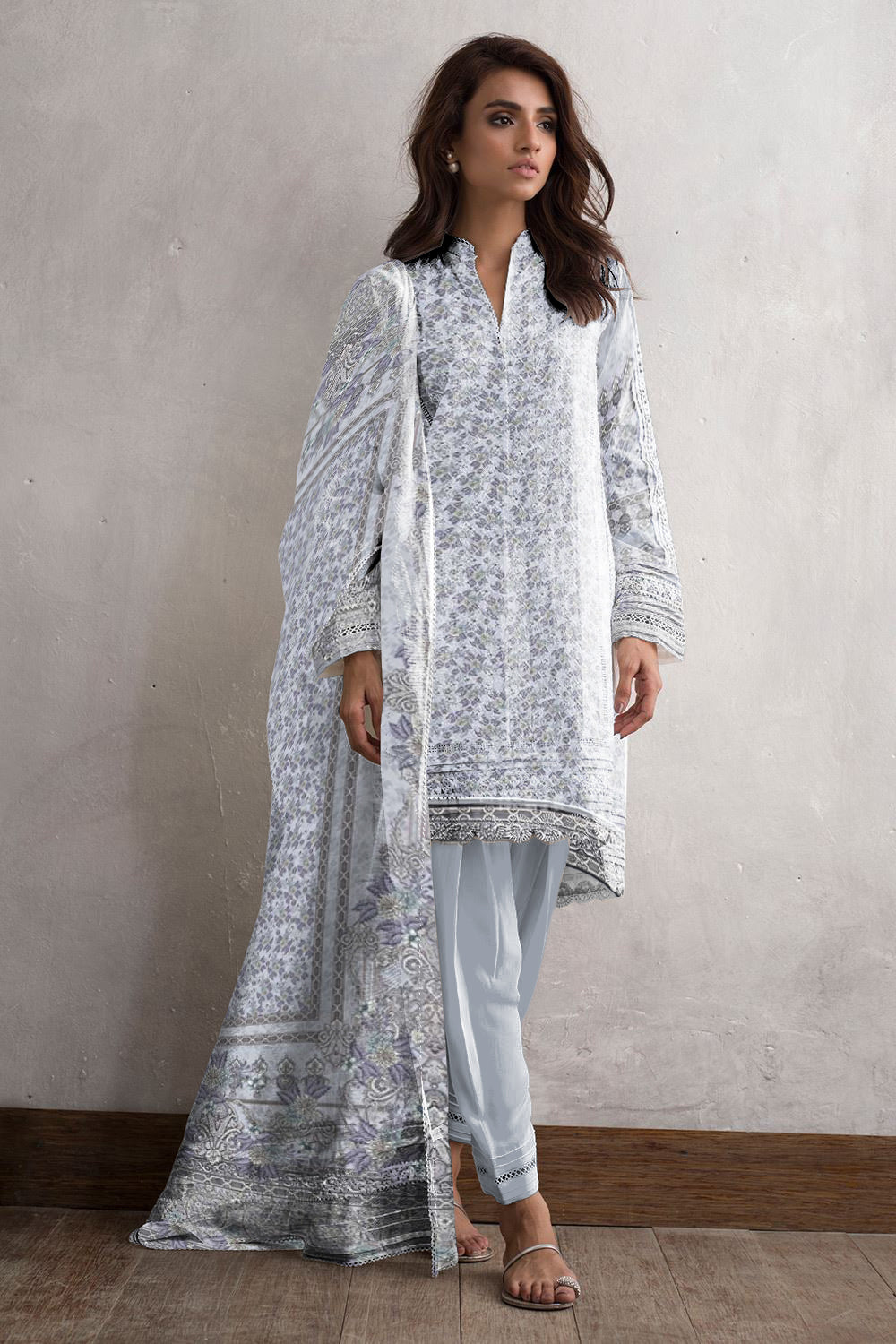 3Pc Lawn Bana Dora Unstitched Suit 35872