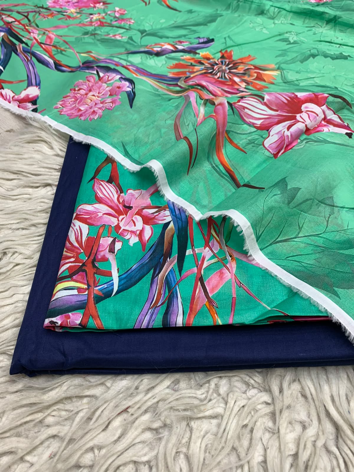 90x88 3Pc Premium Lawn Suit Vol-0020