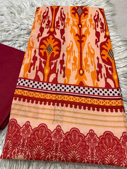 2Pc Printed Lawn Unstitched Suit 1028