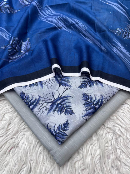 3Pc Slub Khaddar Unstitched Suit Vol-0137