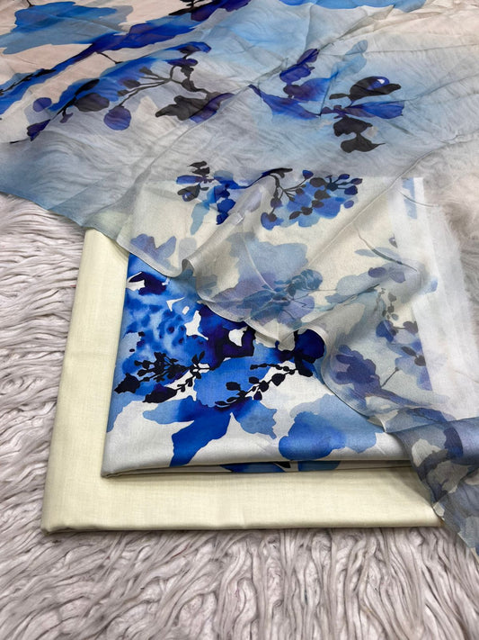 90x88 Lawn 3Pc Printed Suit Vol-0020