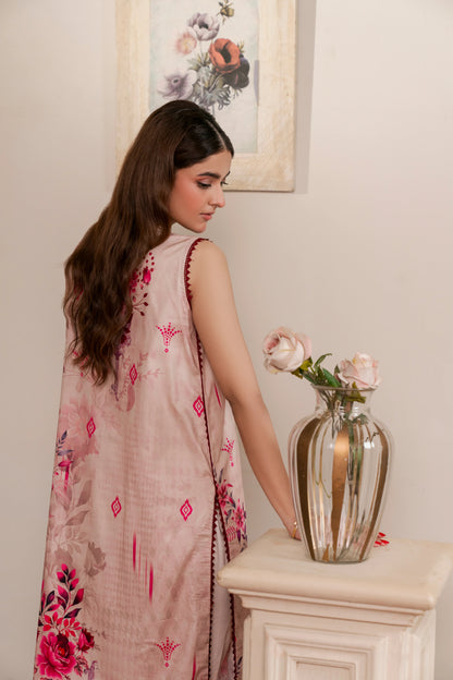 3Pc Firdous Cambric Printed Suit - D743