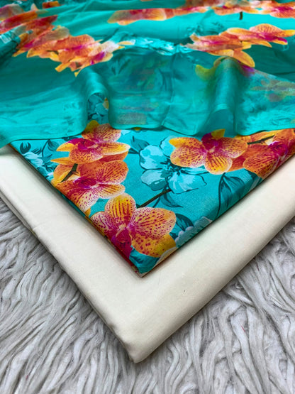 90x88 3Pc Premium Lawn Suit Vol-0020