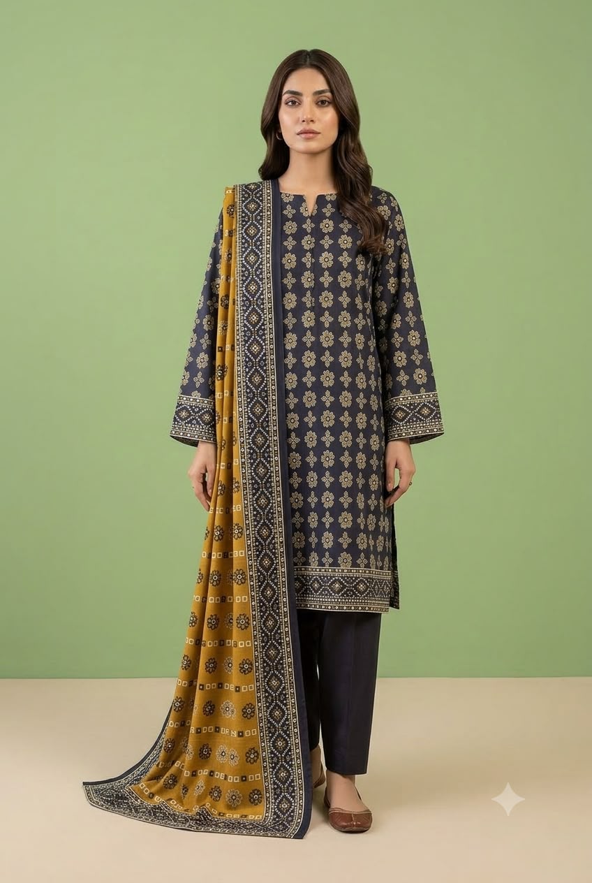 3Pc Slub Khaddar Unstitched Suit 24
