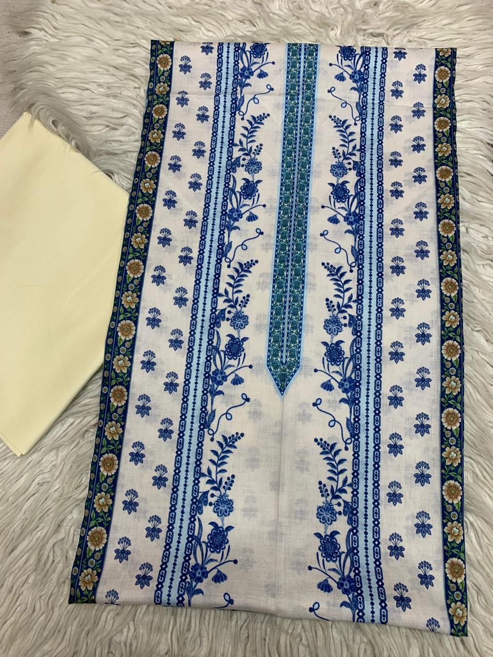 90x88 2Pc Lawn Kameez & Dyed Trouser Suit Vol-001