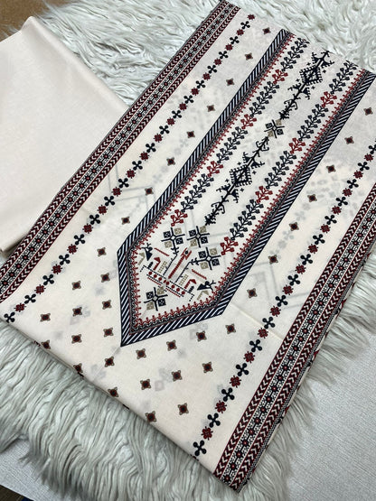 2Pc Bin Noor Fab Lawn Kameez & Dyed Trouser Suit Vol-63
