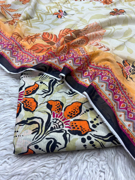 Sapphire 3Pc Bana Dora Lawn Unstitched Suit Vol-0125