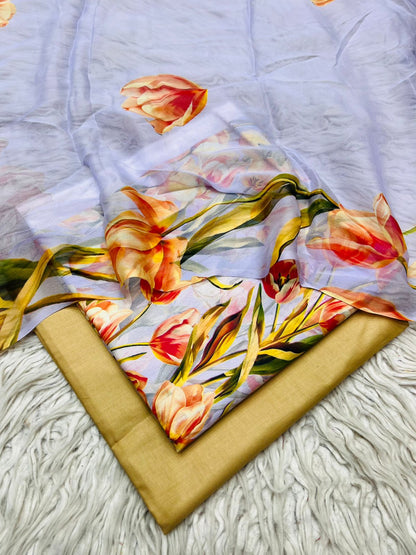 90x88 Lawn 3Pc Printed Suit Vol-0020