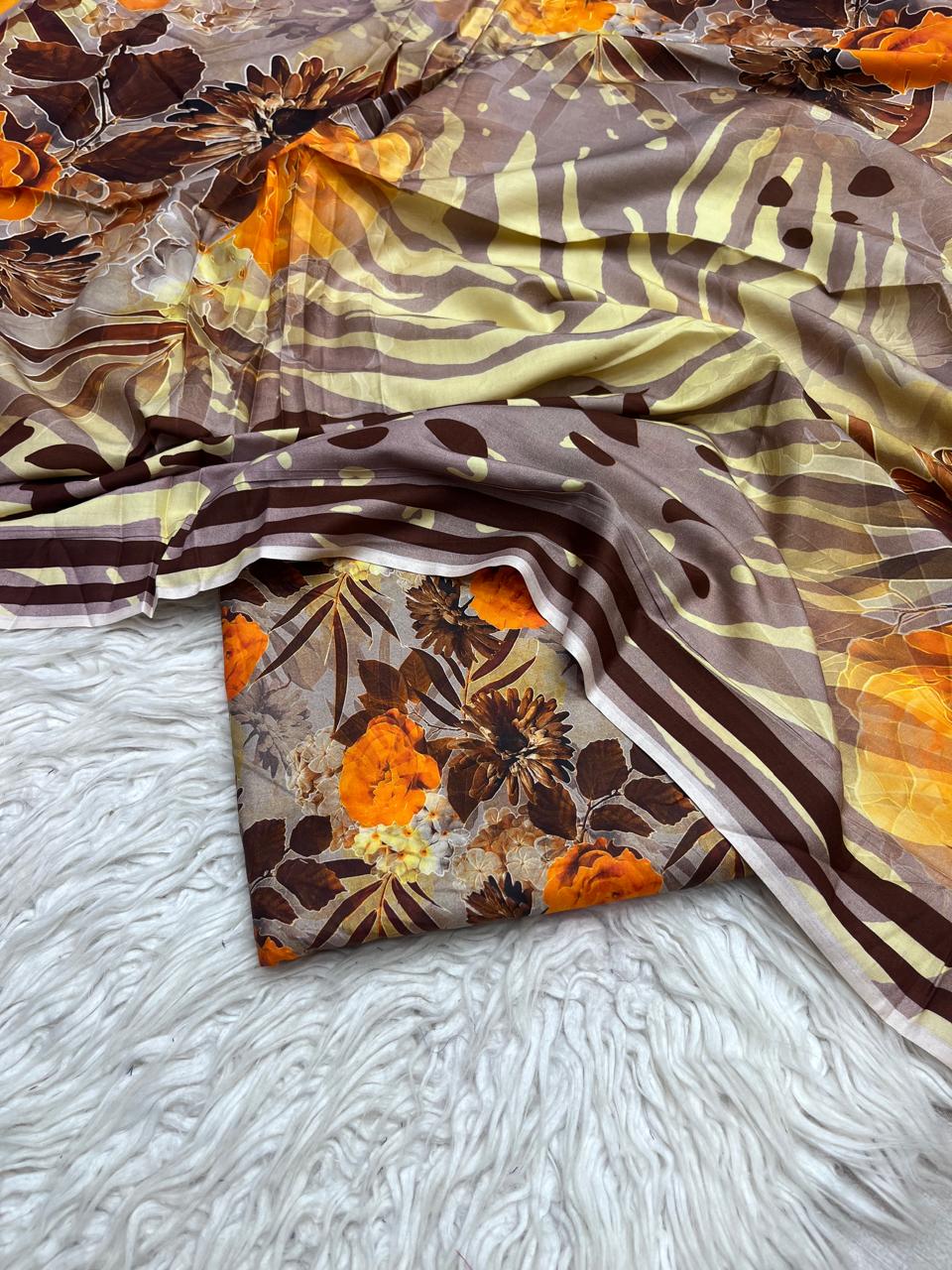 3Pc Linen Allover Unstitched Suit - 409