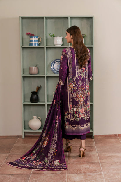 3Pc Firdous Cambric Printed Suit - D757