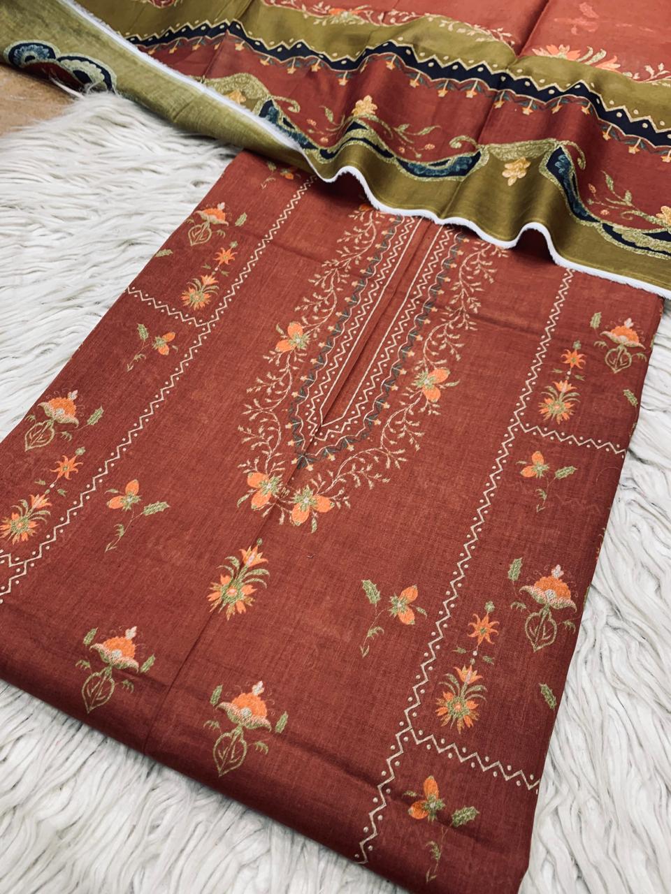 2Pc Noura Print Lawn Suit Vol-0139