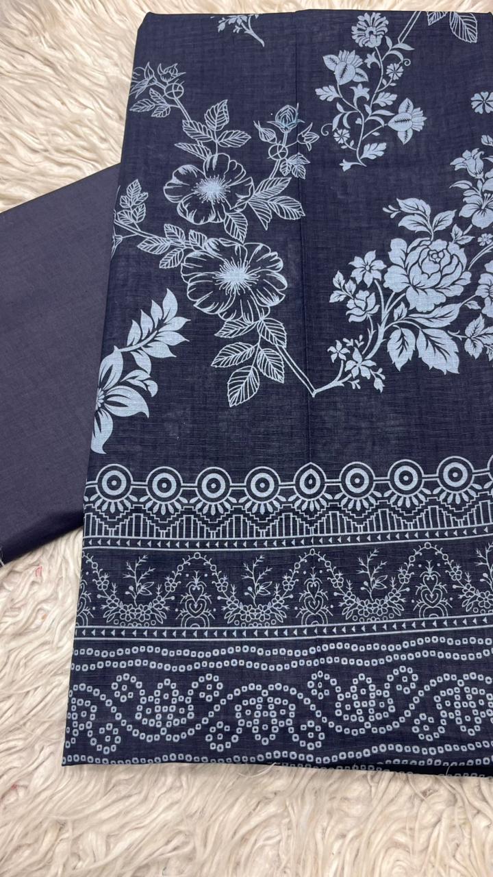 2pc Lawn Bana Dora Kameez & Dyed Trouser Suit Vol-709 A